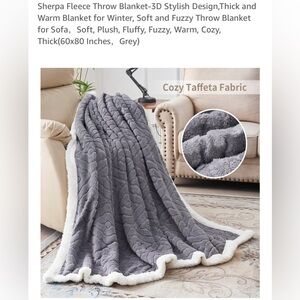 NWB BOILAND Sherpa Fleece Throw Blanket - Gray…BOX 04